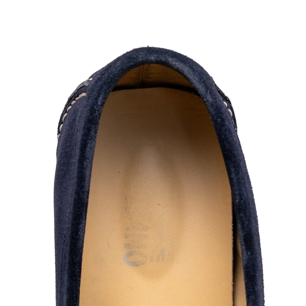 Salvatore Ferragamo Paris Navy Blue Suede Gancini Bit Loafers Mens US 11.5 D